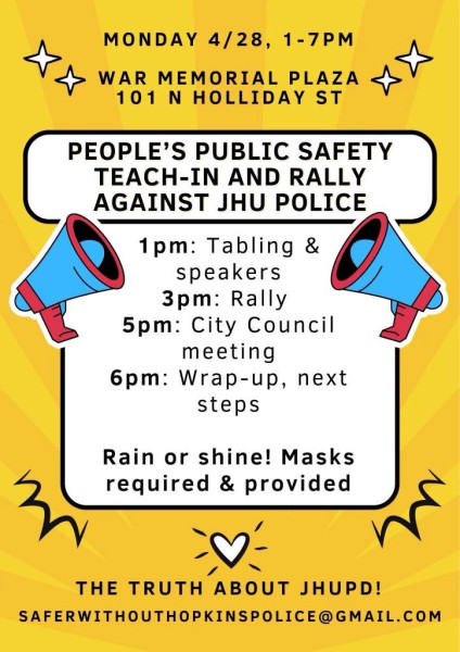 Help Protest Hopkins Private Police!