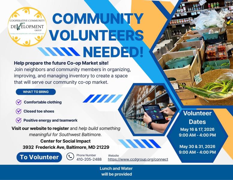 Volunteers needed to help both clear the space and clean up the space to open a 
co-op store